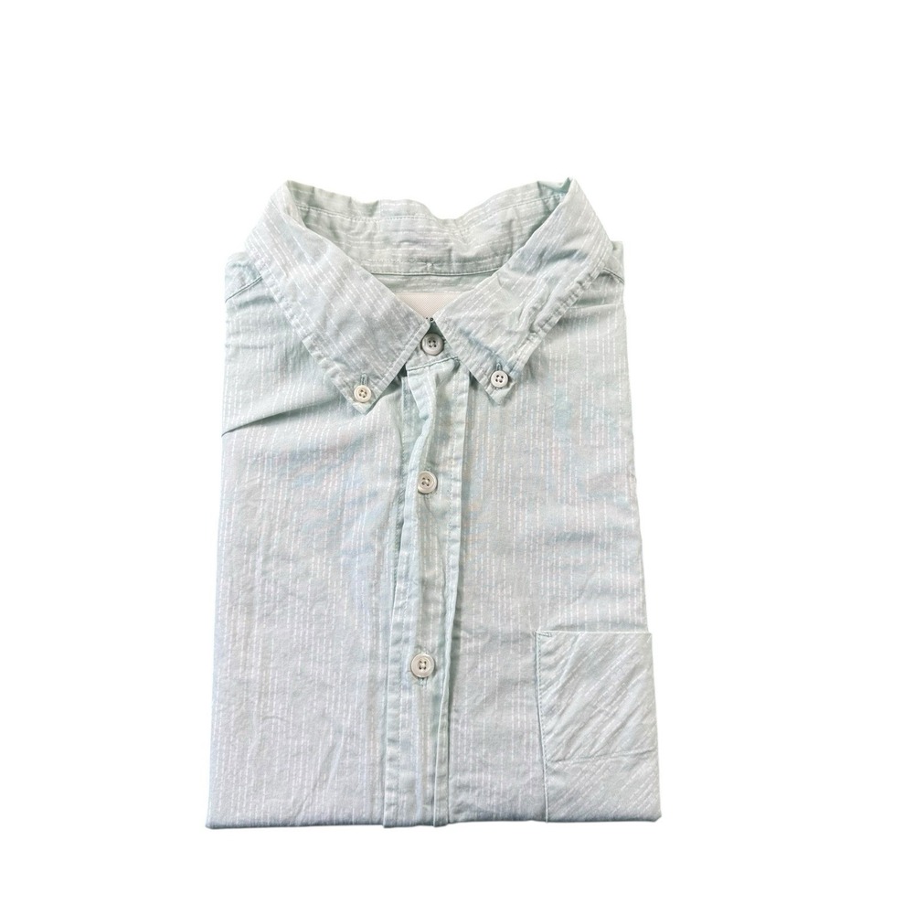 Billy Reid Aqua Pattern Cotton S/S Button Front‎ Size Large